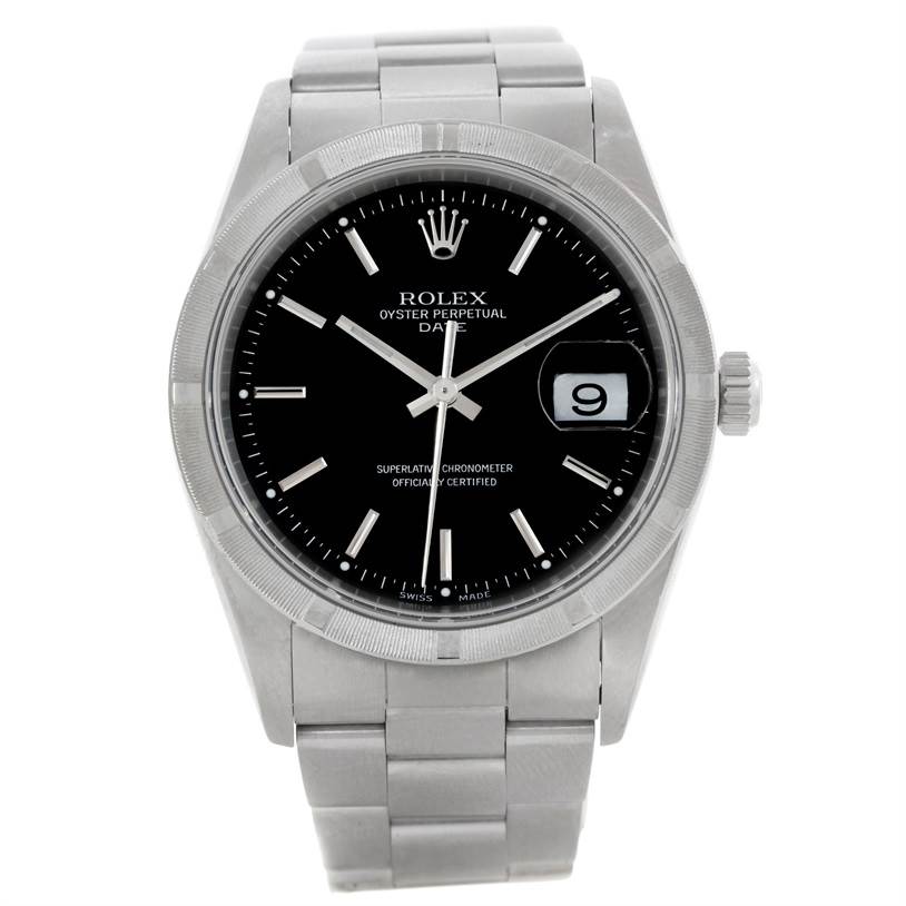Rolex Date Mens Stainless Steel Black Dial Watch 15210 | SwissWatchExpo