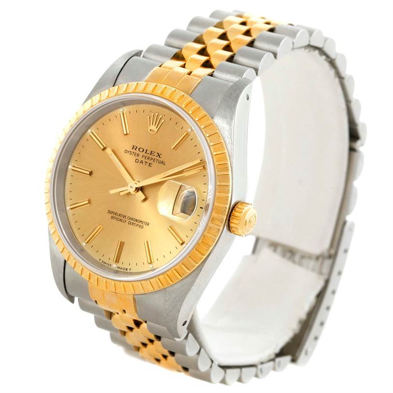 Rolex Date Mens Steel and 18k Yellow Gold Watch 15223 SwissWatchExpo
