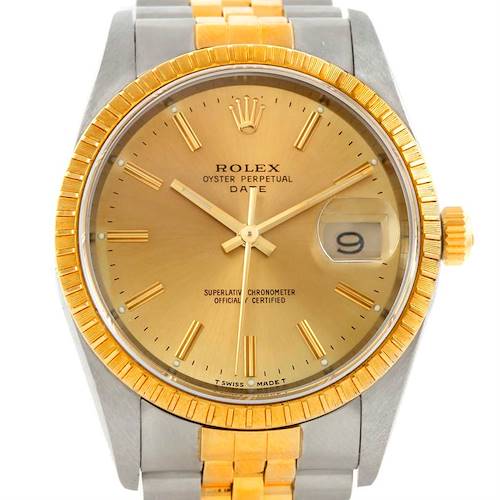 Photo of Rolex Date Mens Steel and 18k Yellow Gold Watch 15223