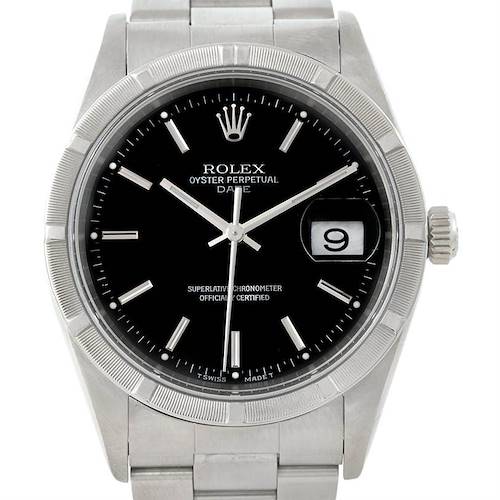 Photo of Rolex Date Mens Stainless Steel Black Dial Watch 15210