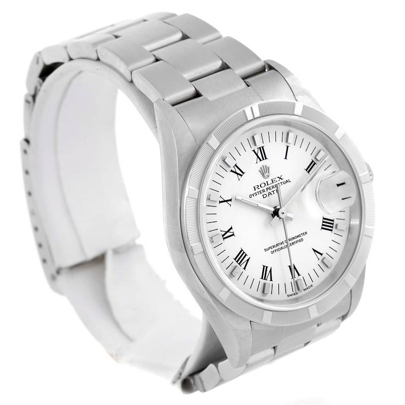 Rolex Date Stainless Steel White Dial Mens Watch 15210 Unworn SwissWatchExpo