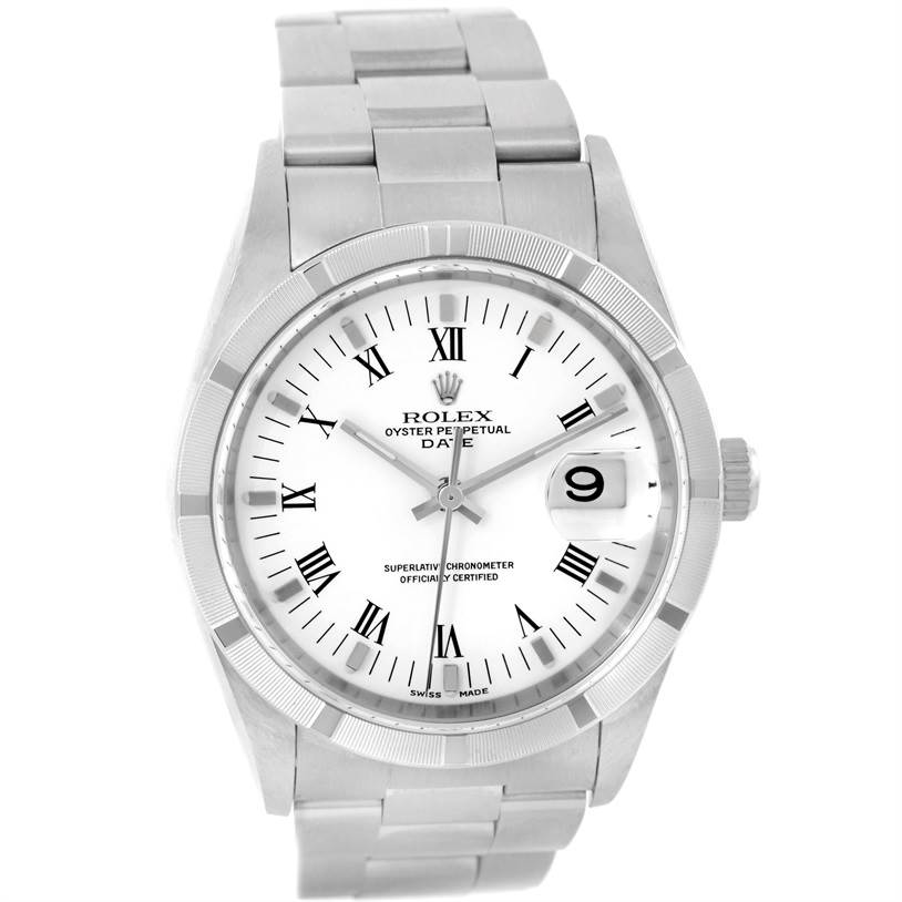 Rolex Date Stainless Steel White Dial Mens Watch 15210 Unworn | SwissWatchExpo