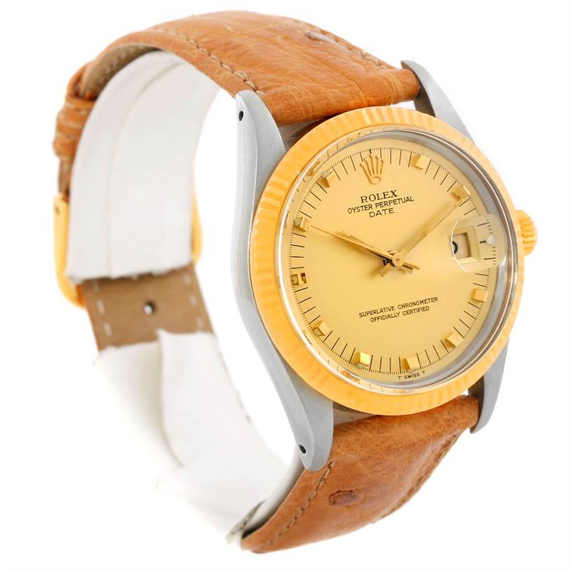 Rolex Date Mens Stainless Steel 18k Yellow Gold Watch 15053 SwissWatchExpo