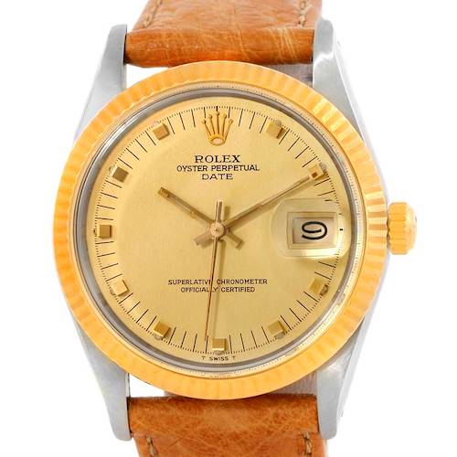 Photo of Rolex Date Mens Stainless Steel 18k Yellow Gold Watch 15053