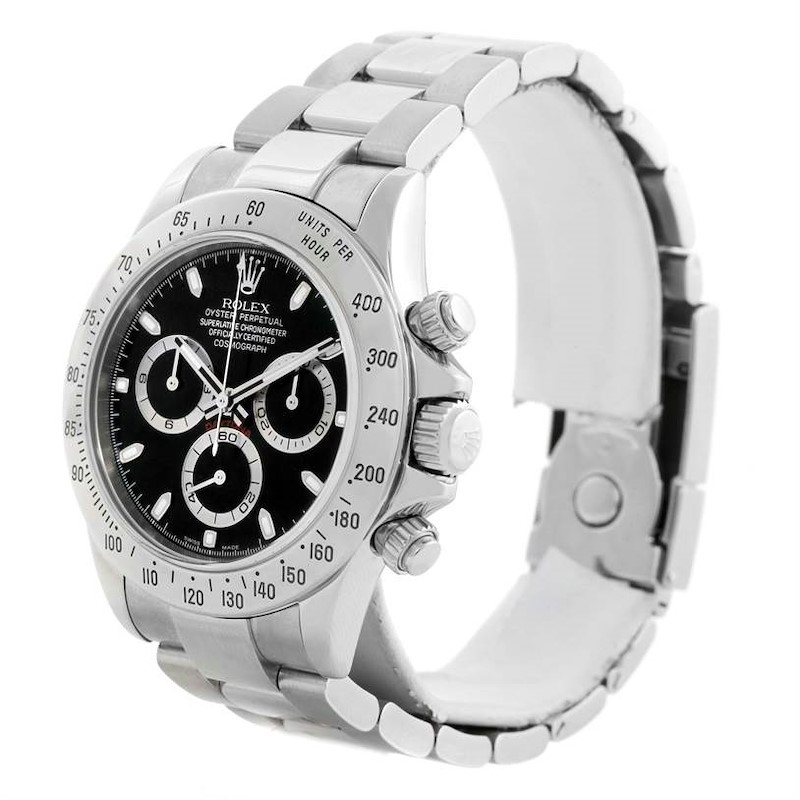 Rolex Cosmograph Daytona Black Dial Mens Stainless Steel Watch 116520 SwissWatchExpo