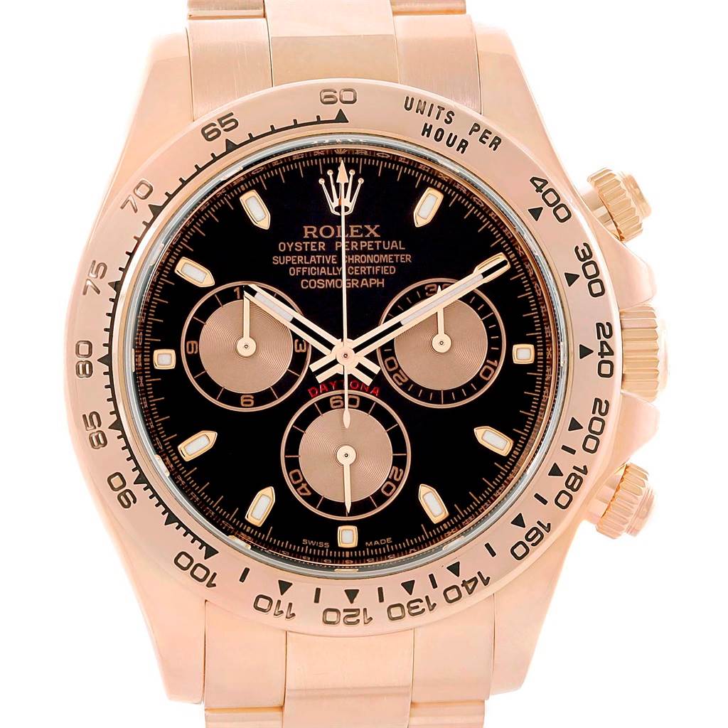 Rolex Cosmograph Daytona 18K Rose Gold Chronograph Watch 116505 ...