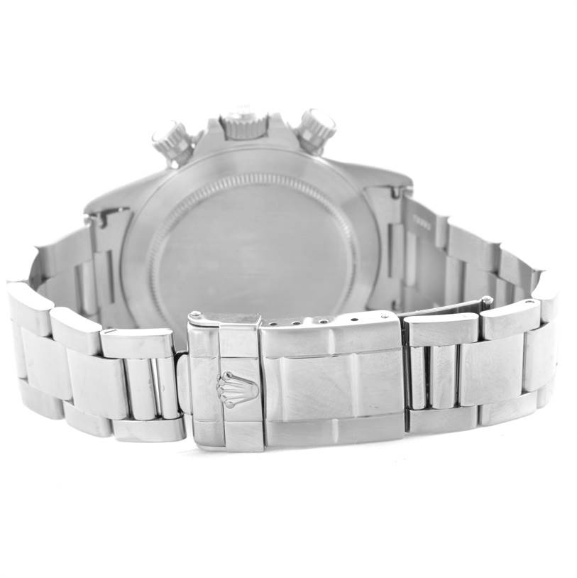 The image shows the back case and clasp of a Rolex Daytona 16520 Men's Stainless Steel Black Dial 16520 Men's Stainless Steel Black Dial watch, viewed from the rear angle.