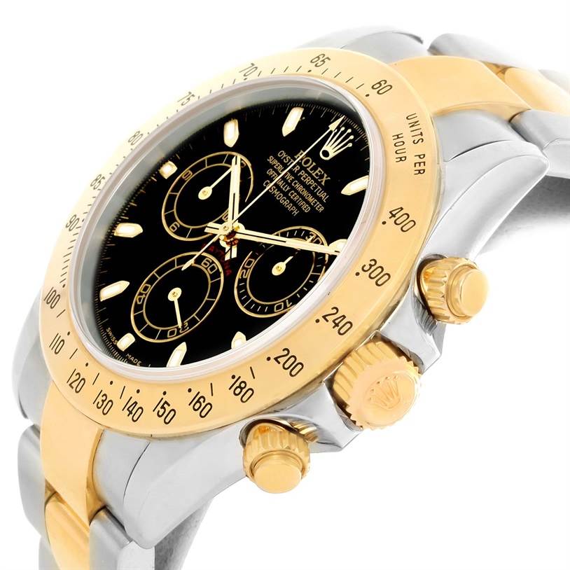 Rolex Cosmograph Daytona Steel 18K Yellow Gold Black Dial Watch 116523 ...