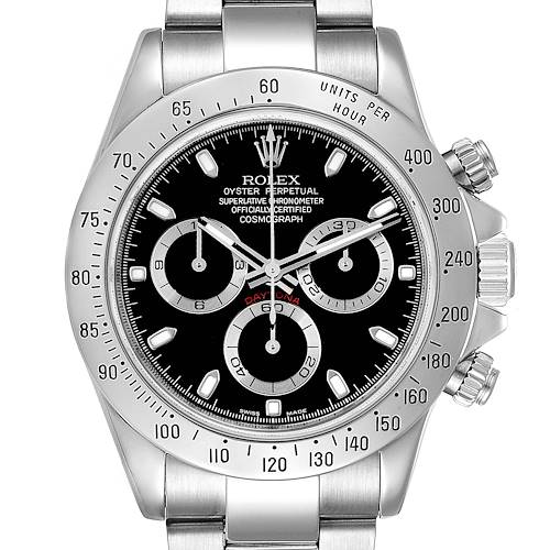 Photo of Rolex Cosmograph Daytona Stainless Steel Black Dial Mens Watch 116520