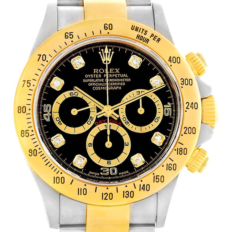 Rolex Cosmograph Daytona Steel Yellow Gold Diamond Mens Watch 16523 SwissWatchExpo