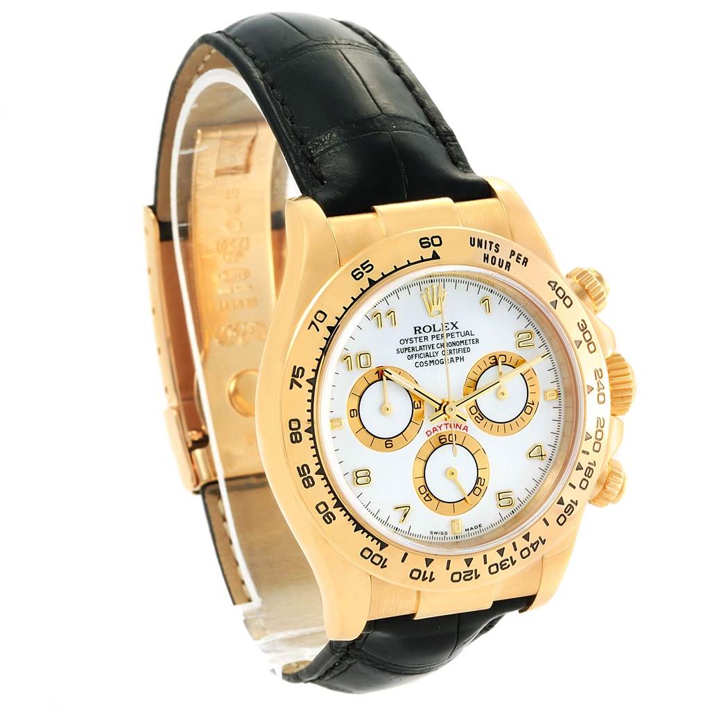 Rolex Cosmograph Daytona Yellow Gold White Dial Watch 116518 Box Papers ...