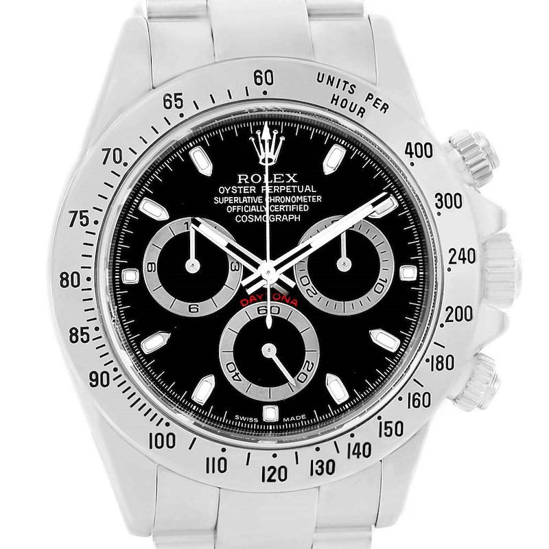 Rolex Cosmograph Daytona 40mm Black Dial Chronograph Mens Watch 116520 SwissWatchExpo
