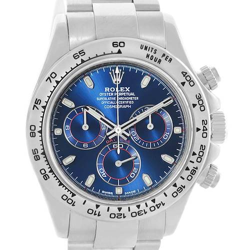 Photo of Rolex Cosmograph Daytona 18K White Gold Blue Dial Mens Watch 116509