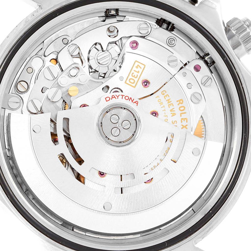 This image shows the intricate internal mechanism of the Rolex Daytona 116520 Men's Stainless Steel Black Dial 116520 Men's Stainless Steel Black Dial watch viewed from the back.