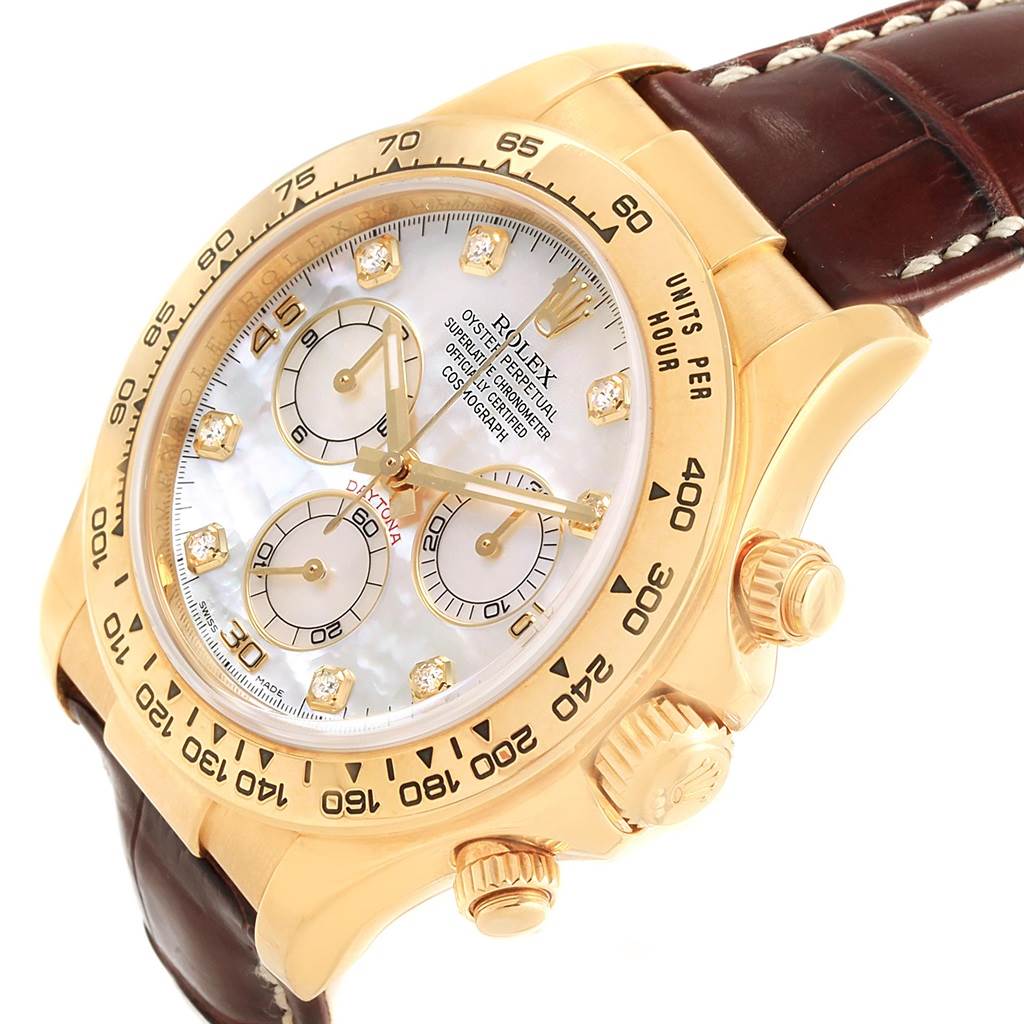 Rolex Cosmograph Daytona Yellow Gold MOP Diamond Dial Watch 116518 ...