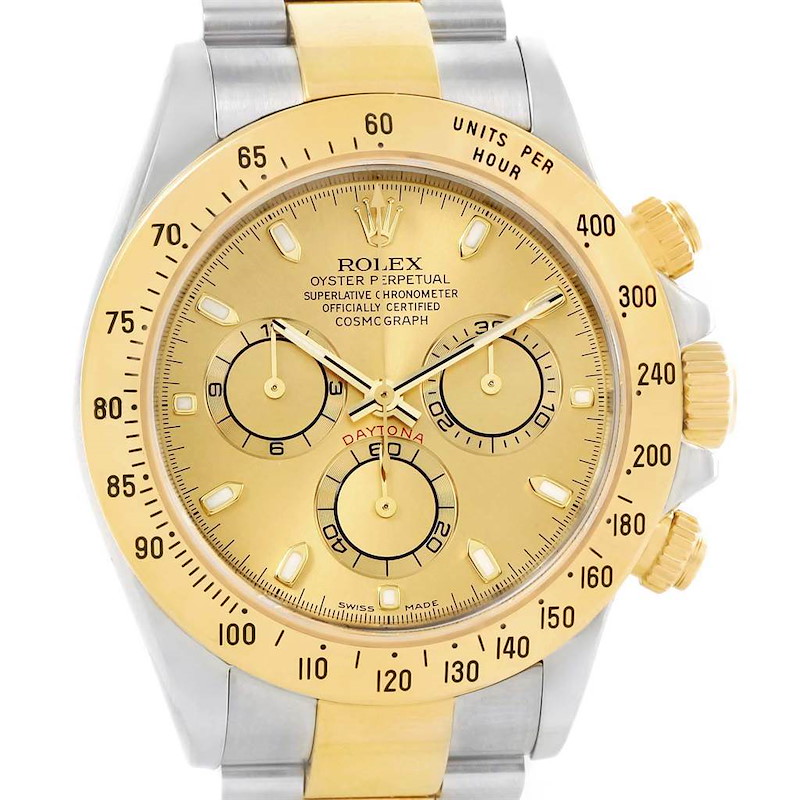 Rolex Daytona Steel 18K Yellow Gold Chronograph Dial Watch 116523 SwissWatchExpo
