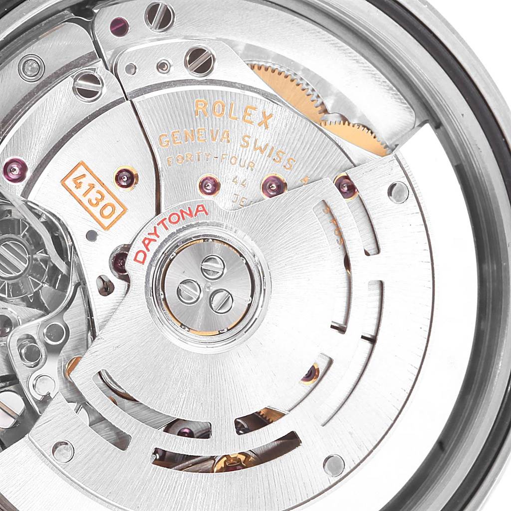This image shows the internal mechanism of a Rolex Daytona 116520 Men's Stainless Steel White Dial 116520 Men's Stainless Steel White Dial watch, focusing on the rotor and movement components.
