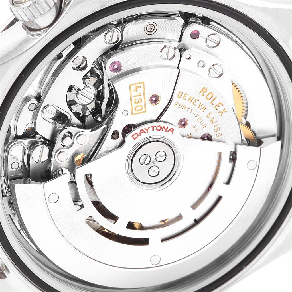 This image shows the intricate internal mechanism of the Rolex Daytona 116520 Men's Stainless Steel White Dial 116520 Men's Stainless Steel White Dial watch, viewed from the rear case angle.