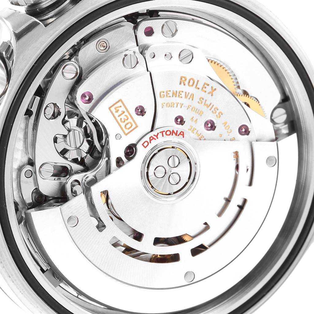 The image shows an internal close-up view of the Rolex Daytona 116500 Men's Stainless Steel Black Dial 116500 Men's Stainless Steel Black Dial watch's movement mechanism.