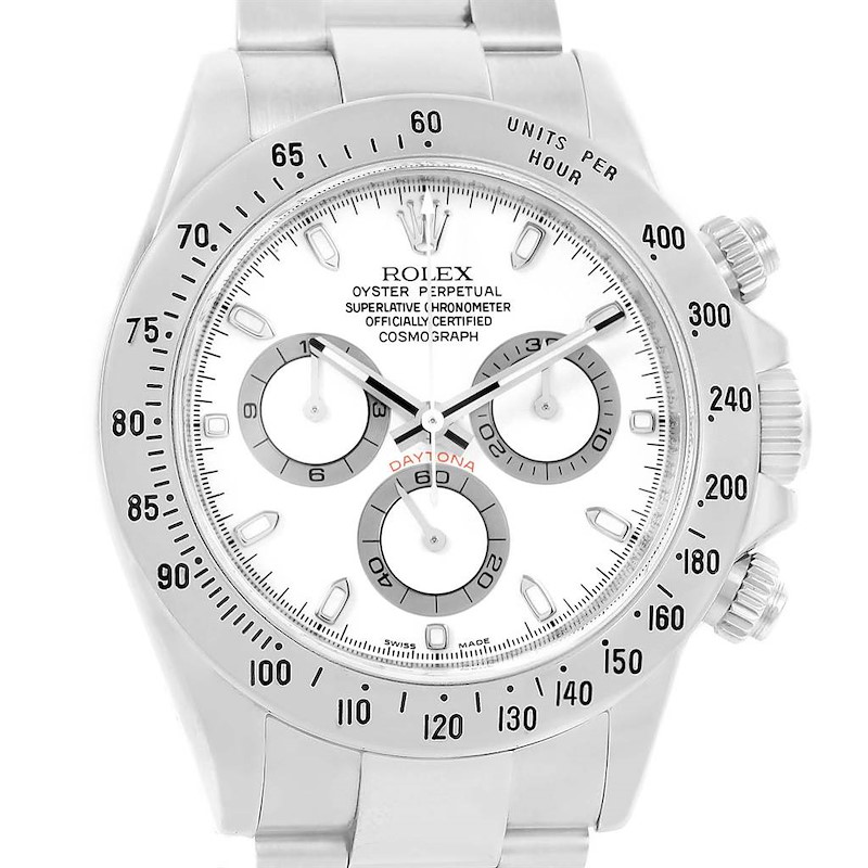 Rolex Daytona White Dial Chronograph Stainless Steel Watch 116520 SwissWatchExpo