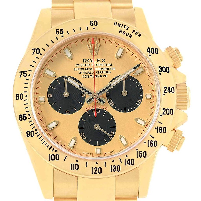 Rolex Daytona Yellow Gold Dial Mens Watch 116528 Box Papers SwissWatchExpo