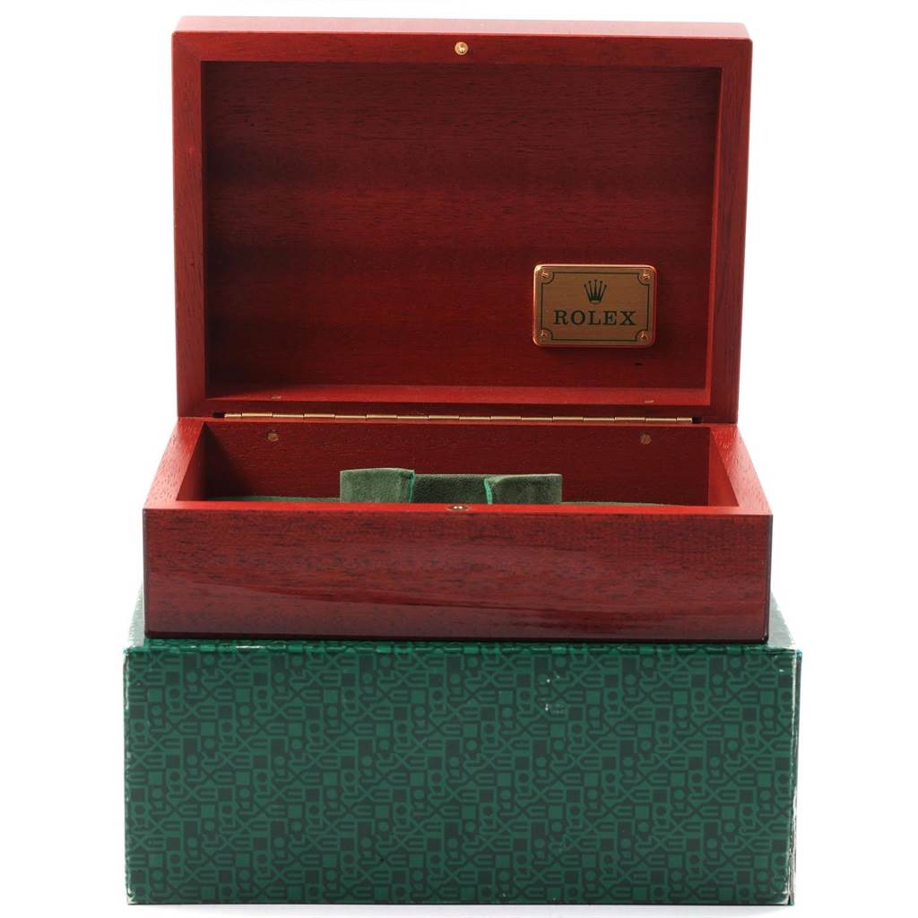 This is an image of an open Rolex watch box, presumably for a Daytona model, showing the interior compartments.