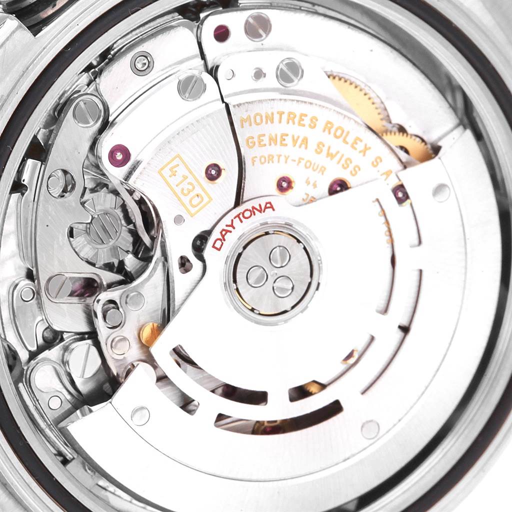 This image shows the intricate internal mechanical movement of a Rolex Daytona 116519 Men's White Gold White Dial 116519 Men's White Gold White Dial watch from a close-up angle.