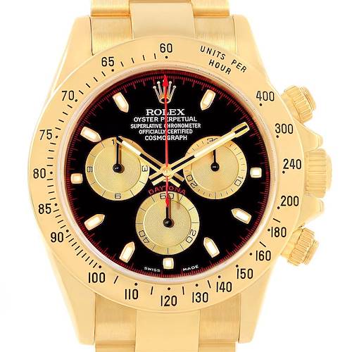 Photo of Rolex Cosmograph Daytona Yellow Gold Black Dial Mens Watch 116528