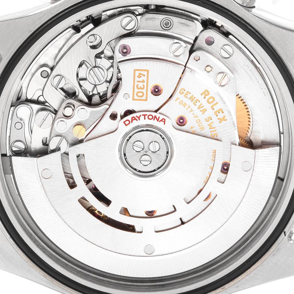 This image shows the intricate internal mechanism of the Rolex Daytona 116520 Men
s Stainless Steel Black Dial 116520 Men
s Stainless Steel Black Dial watch model.