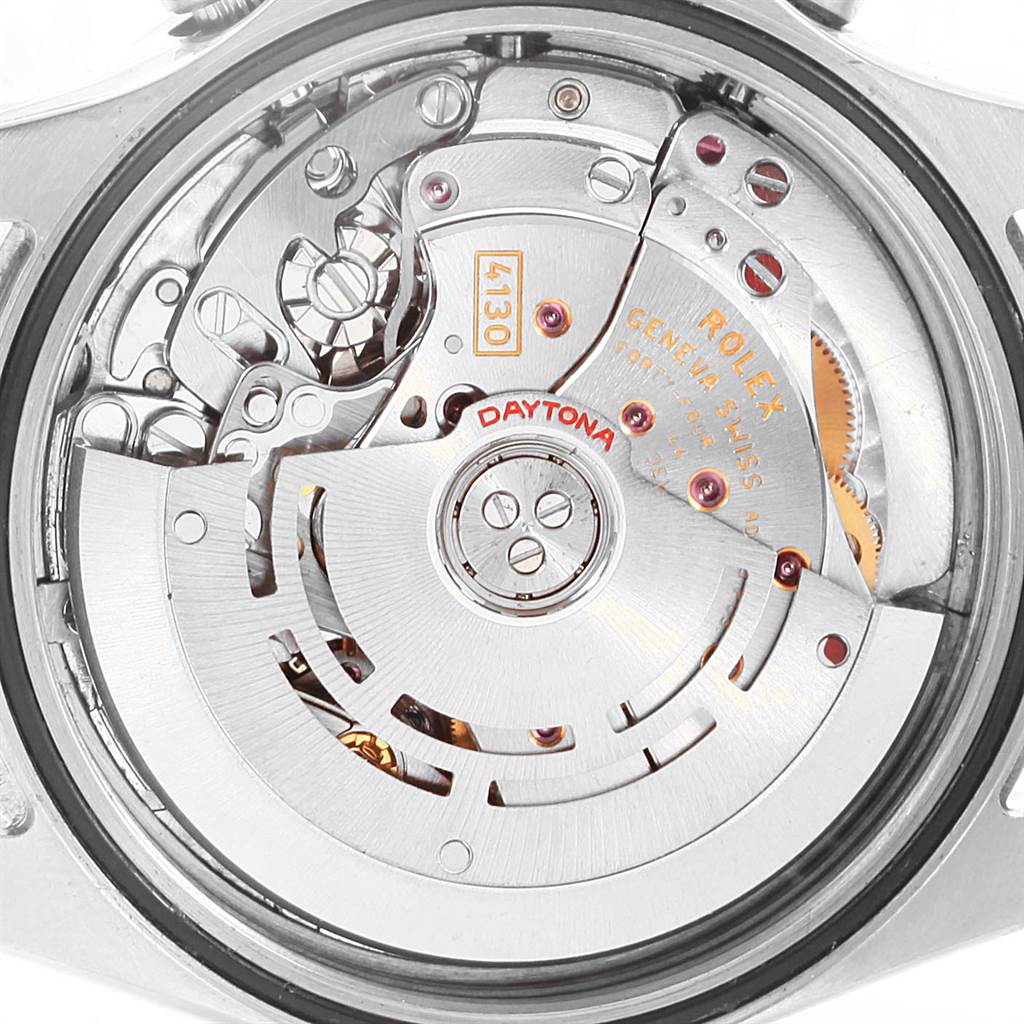 This image shows an inside view of the Rolex Daytona 116520 Men's Stainless Steel Black Dial 116520 Men's Stainless Steel Black Dial's movement mechanism, highlighting its intricate components.