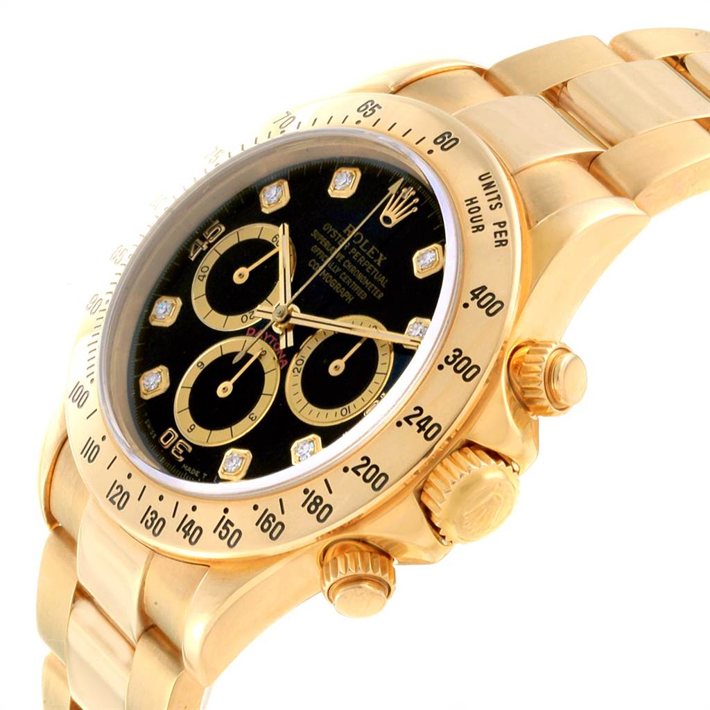 Rolex Daytona Yellow Gold Diamond Dial Chronograph Mens Watch 16528 ...