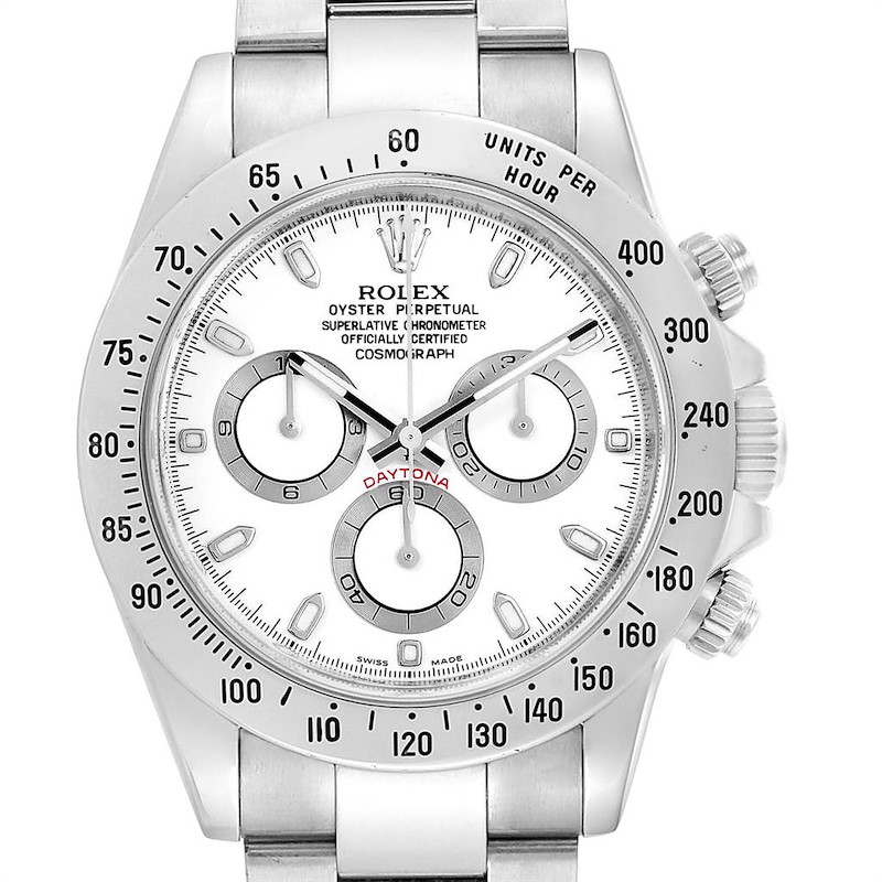 Rolex Cosmograph Daytona 40 White Dial Chrono Steel Mens Watch 116520 SwissWatchExpo