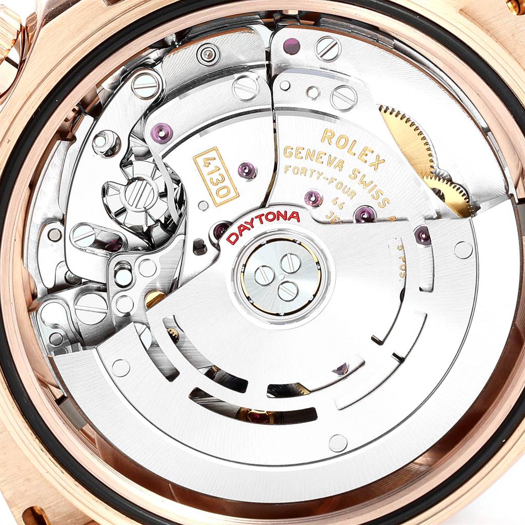 This image shows the movement mechanism and inner workings of a Rolex Daytona 116515LN Men's Rose Gold Silver Dial 116515LN Men's Rose Gold Silver Dial watch.