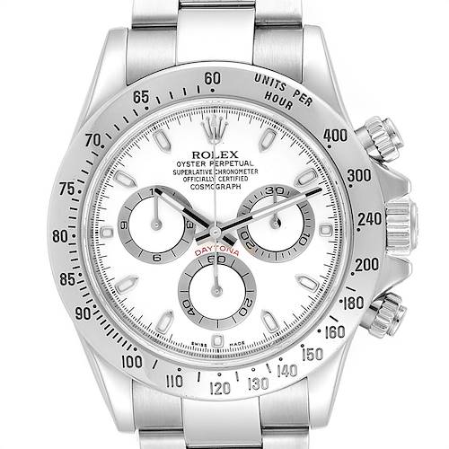 Photo of Rolex Cosmograph Daytona 40 White Dial Chrono Steel Mens Watch 116520