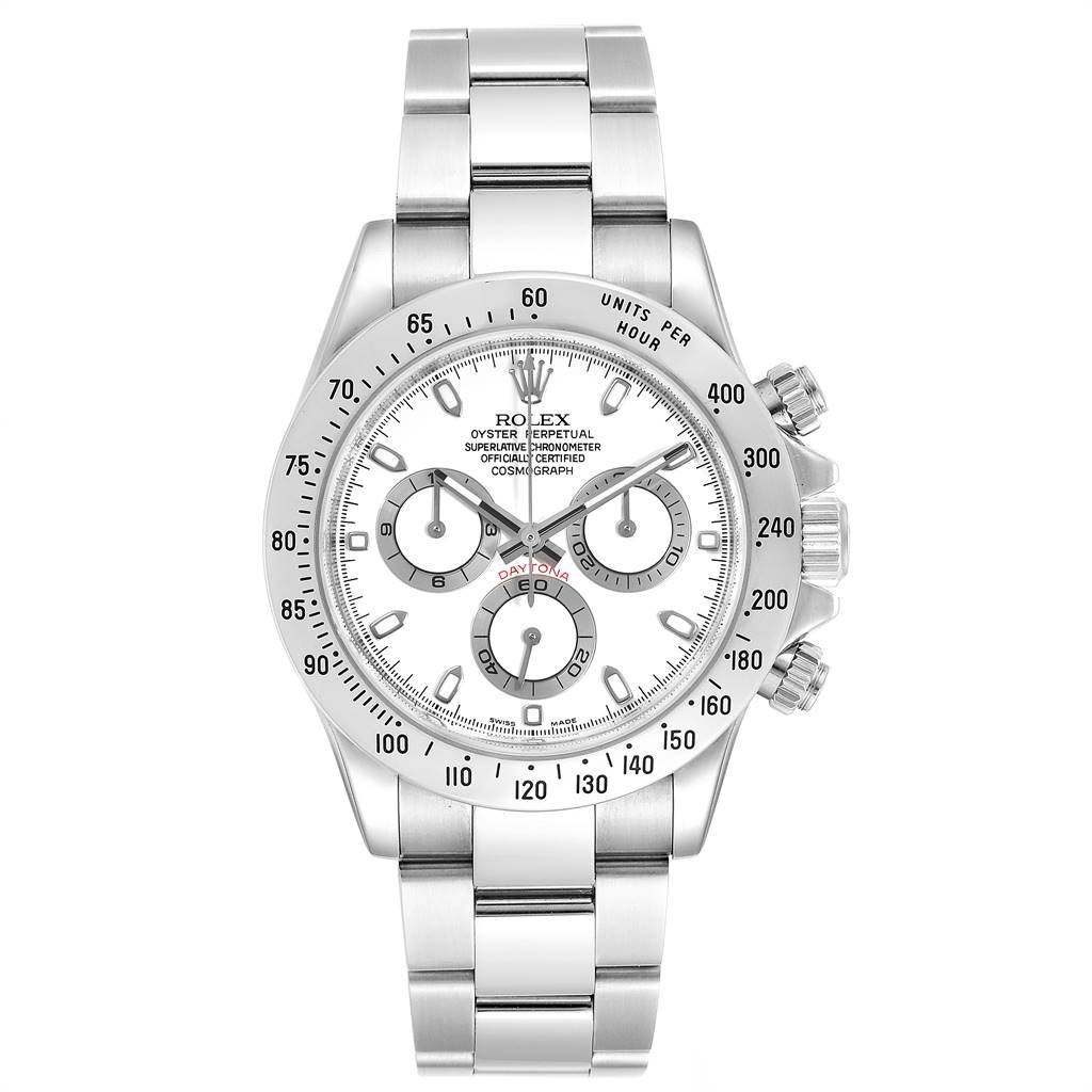 Rolex Cosmograph Daytona 40 White Dial Chrono Steel Mens Watch 116520 ...