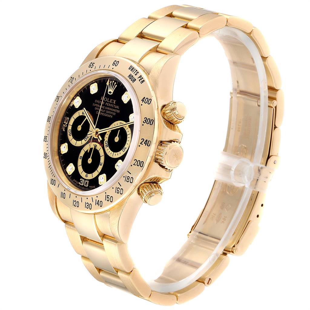 Rolex Daytona Yellow Gold Diamond Dial Chronograph Mens Watch 16528 ...