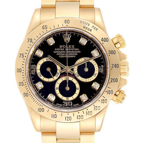 Photo of Rolex Daytona Yellow Gold Diamond Dial Chronograph Mens Watch 16528