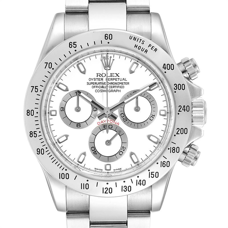 Rolex Daytona White Dial Chronograph Steel Mens Watch 116520 Box Card SwissWatchExpo