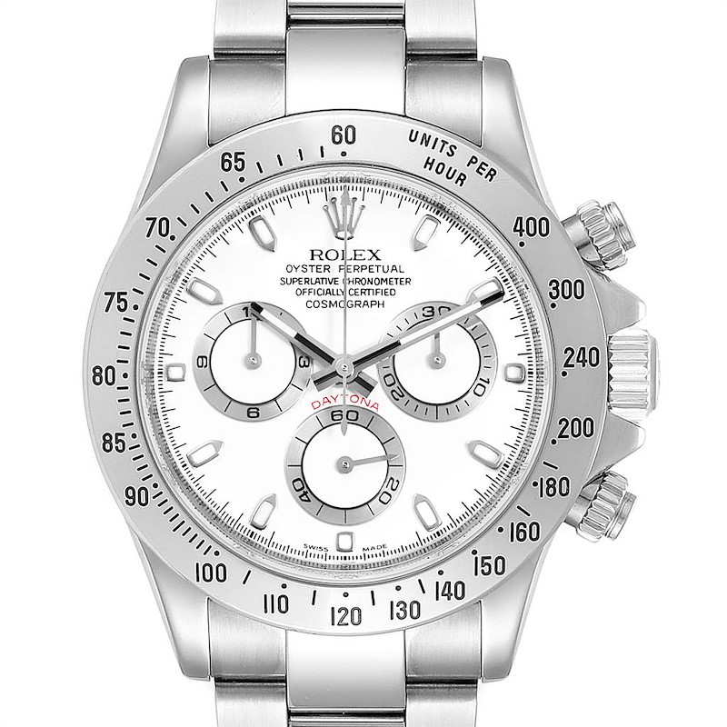 Rolex Cosmograph Daytona 40 White Dial Chrono Steel Mens Watch 116520 SwissWatchExpo