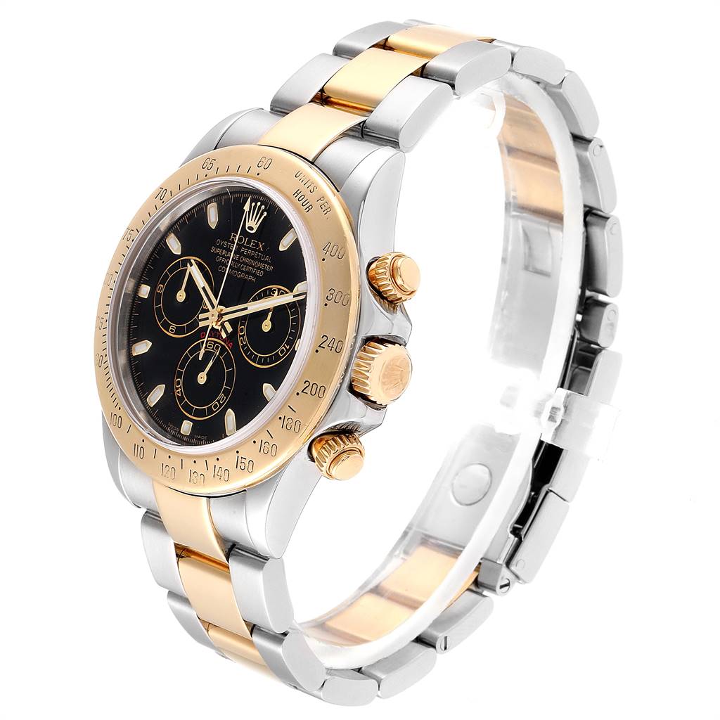 Rolex Daytona Steel Yellow Gold Black Dial Chronograph Mens Watch ...