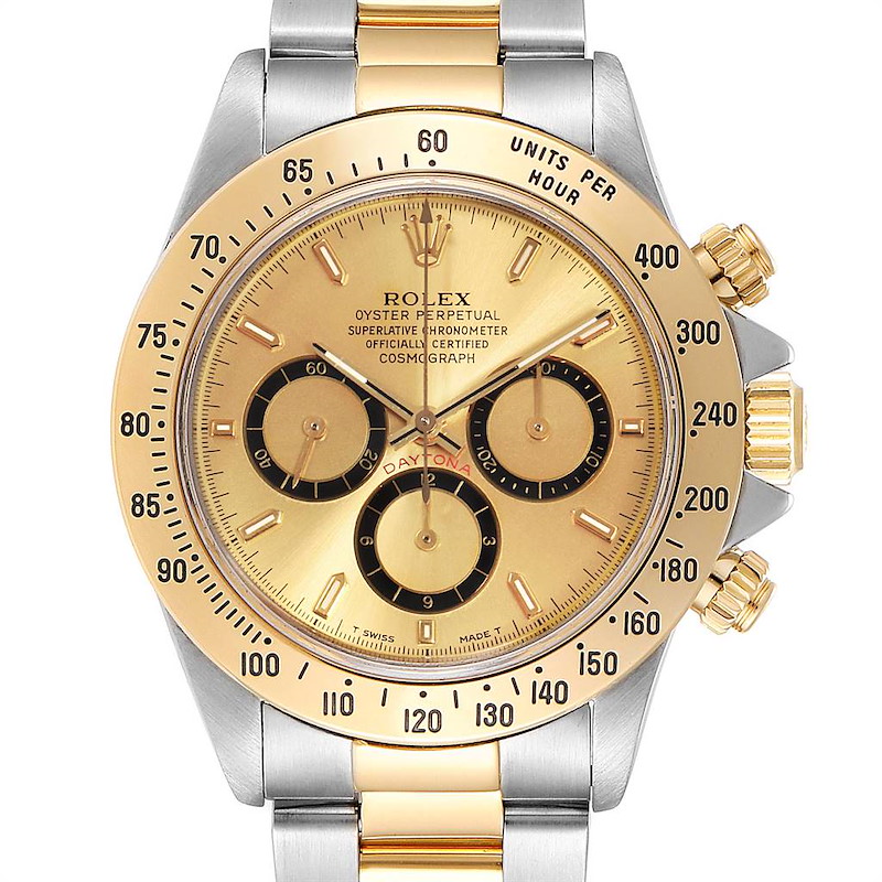 Rolex Daytona Steel Yellow Gold Inverted 6 Mens Watch 16523 Box Papers SwissWatchExpo