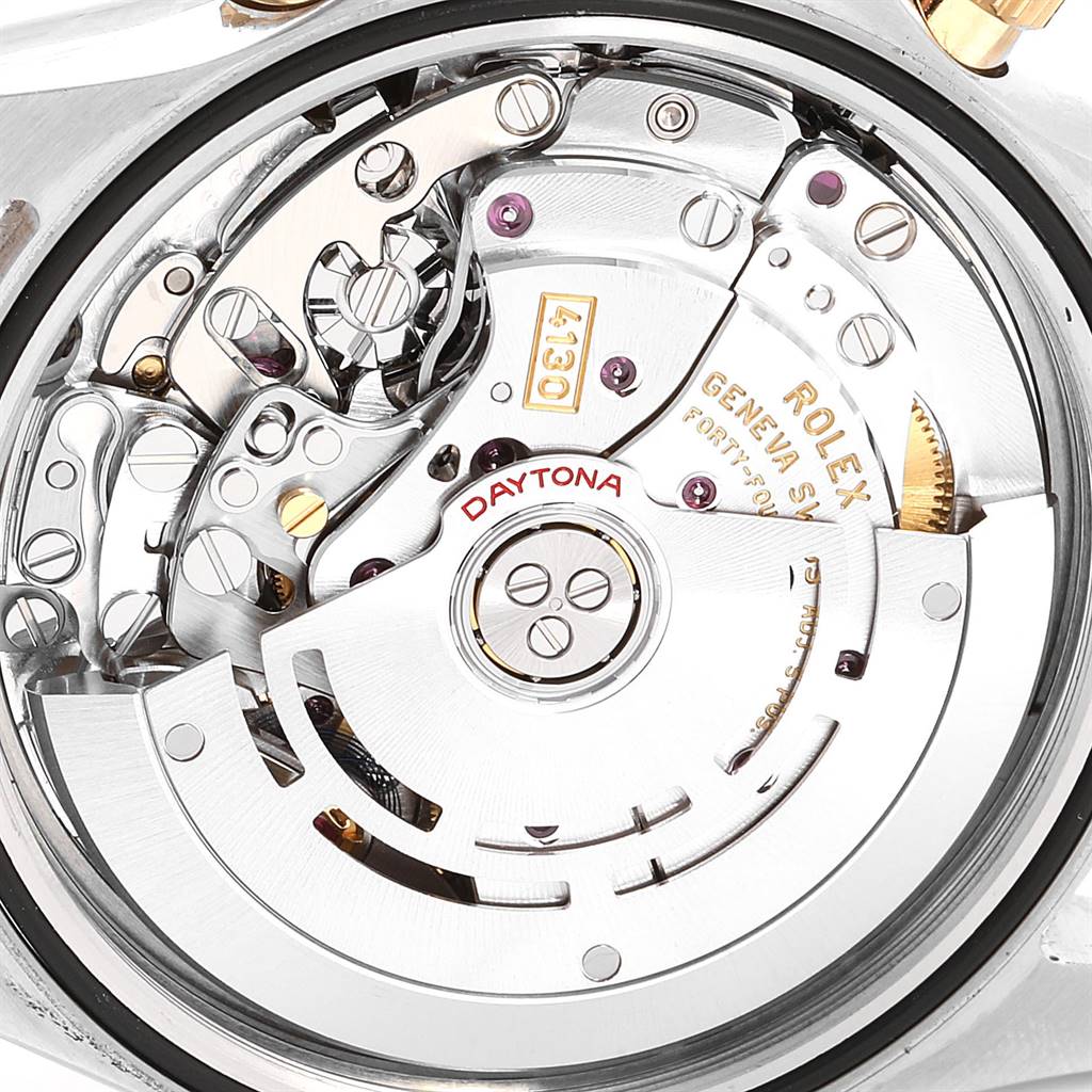 This image shows the detailed internal movement mechanism of a Rolex Daytona 116503 Men's Steel and Gold (two tone) Black Dial 116503 Men's Steel and Gold (two tone) Black Dial watch.