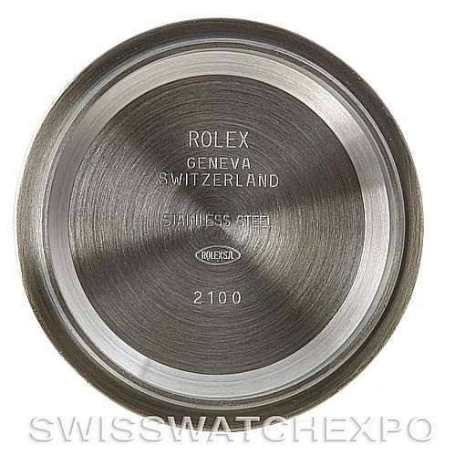 This image shows the stainless steel case back of a Rolex Daytona 116520 Men's Stainless Steel Black Dial 116520 Men's Stainless Steel Black Dial watch, viewed from the inside.