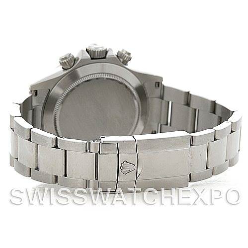 This image shows the back view of a Rolex Daytona 116520 Men's Stainless Steel White Dial 116520 Men's Stainless Steel White Dial watch, highlighting the bracelet and clasp.
