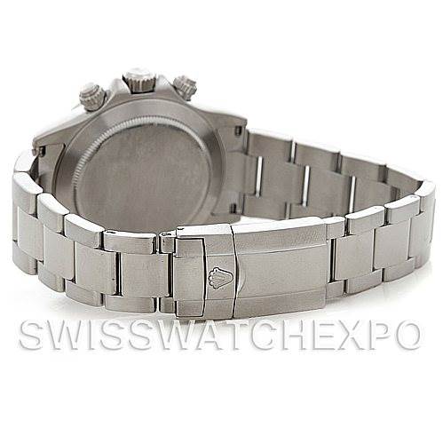 The image shows the back, bracelet, and clasp of a Rolex Daytona 116520 Men's Stainless Steel White Dial 116520 Men's Stainless Steel White Dial watch at a rear angle.