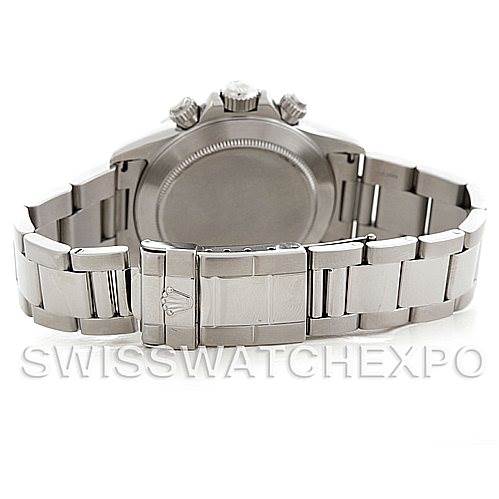 This image shows the rear view and bracelet of a Rolex Daytona 16520 Men's Stainless Steel Black Dial 16520 Men's Stainless Steel Black Dial watch, focusing on the clasp and case back.