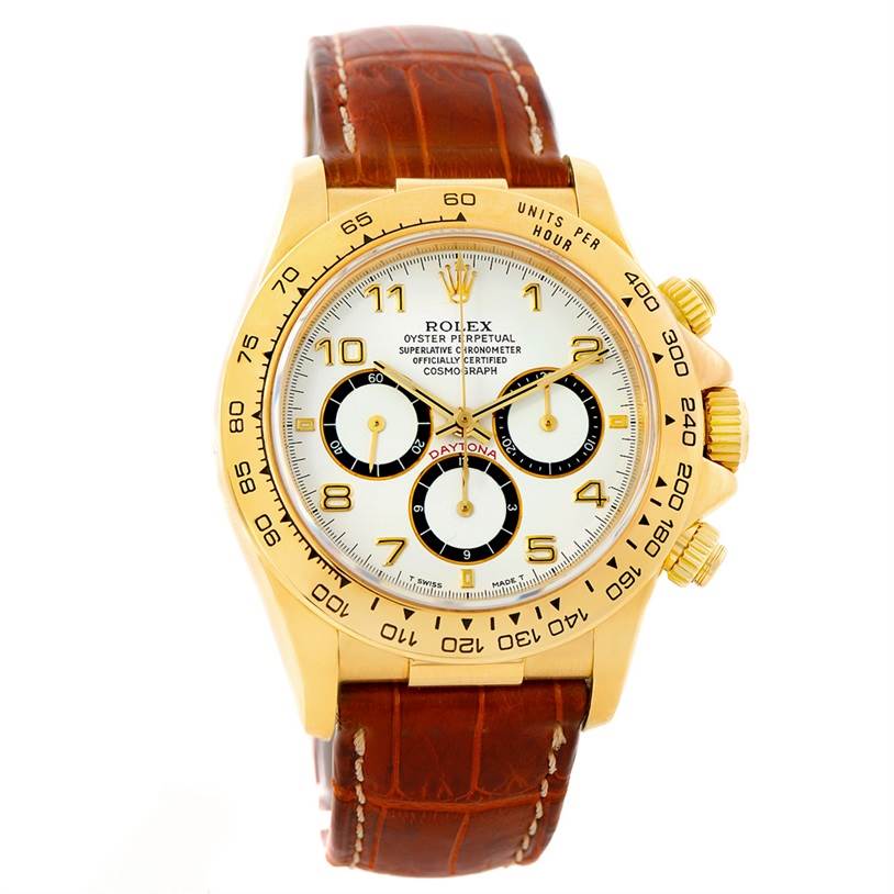 Rolex Cosmograph Daytona 18K Yellow Gold White Dial Watch 16518 ...