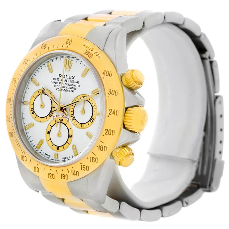 Rolex Cosmograph Daytona Steel 18K Yellow Gold White Dial Watch 16523 SwissWatchExpo