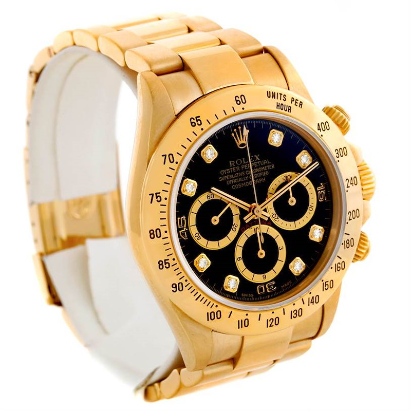 Rolex Cosmograph Daytona 18K Yellow Gold Diamond Watch 16528 SwissWatchExpo