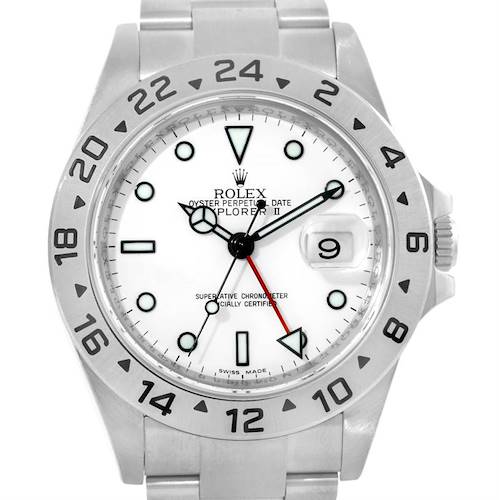 Photo of Rolex Explorer II Parachrom Hairspring Steel White Dial Watch 16570